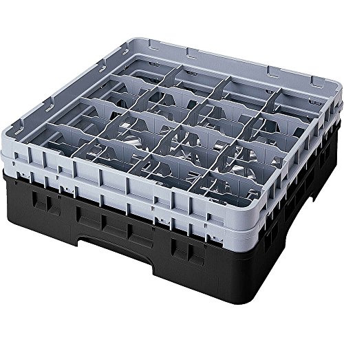 Cambro 16S1114 Camracks Polypropylen Körbe für Stiel und Bechergläser mit 16 Fächern, 1/1 Grösse, Schwarz, 11.11cm Durchmesser, 29.8cm Maximale Höhe, 2 Stück von Cambro