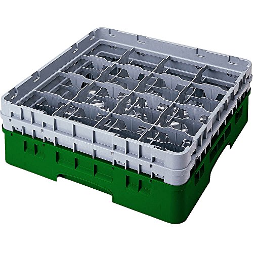 Cambro 16S1214 Camracks Polypropylen Körbe für Stiel und Bechergläser mit 16 Fächern, 1/1 Grösse, Flaschengrün, 11.11cm Durchmesser, 32cm Maximale Höhe, 2 Stück von Cambro