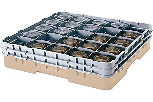 Cambro 20S1114 Camracks Polypropylen Körbe für Stiel und Bechergläser mit 20 Fächern, 1/1 Grösse, Beige, 9.84cm Durchmesser, 29.8cm Maximale Höhe, 2 Stück von Cambro