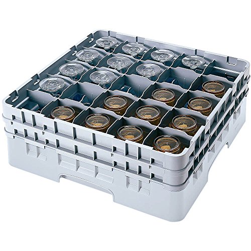 Cambro 20S1114 Camracks Polypropylen Körbe für Stiel und Bechergläser mit 20 Fächern, 1/1 Grösse, Grau, 9.84cm Durchmesser, 29.8cm Maximale Höhe, 2 Stück von Cambro