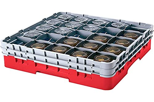 Cambro 20S1114 Camracks Polypropylen Körbe für Stiel und Bechergläser mit 20 Fächern, 1/1 Grösse, Rot, 9.84cm Durchmesser, 29.8cm Maximale Höhe, 2 Stück von Cambro