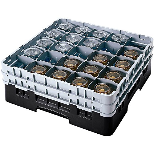 Cambro 20S1114 Camracks Polypropylen Körbe für Stiel und Bechergläser mit 20 Fächern, 1/1 Grösse, Schwarz, 9.84cm Durchmesser, 29.8cm Maximale Höhe, 2 Stück von Cambro