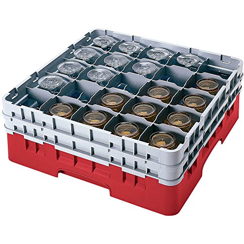 Cambro 20S638 Camracks Polypropylen Körbe für Stiel und Bechergläser mit 20 Fächern, 1/1 Grösse, Preiselbeere, 9.84cm Durchmesser, 17.4cm Maximale Höhe, 3 Stück von Cambro