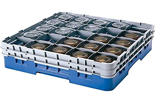 Cambro 25S1058 Camracks Polypropylen Körbe für Stiel und Bechergläser mit 25 Fächern, 1/1 Grösse, Blau, 8.7cm Durchmesser, 27.9cm Maximale Höhe, 2 Stück von Cambro