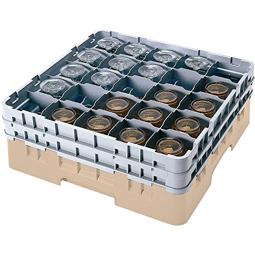 Cambro 25S534 Camracks Polypropylen Körbe für Stiel und Bechergläser mit 25 Fächern, 1/1 Grösse, Beige, 8.7cm Durchmesser, 15.5cm Maximale Höhe, 4 Stück von Cambro