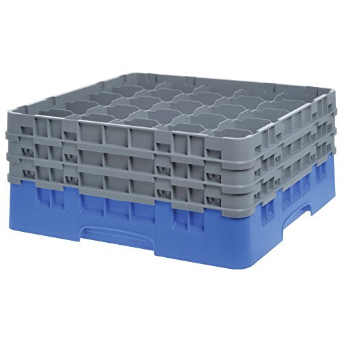 Cambro 25S738 Camracks Polypropylen Körbe für Stiel und Bechergläser mit 25 Fächern, 1/1 Grösse, Blau, 8.7cm Durchmesser, 19.6cm Maximale Höhe, 3 Stück von Cambro