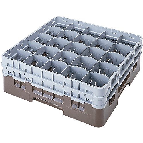 Cambro 25S738 Camracks Polypropylen Körbe für Stiel und Bechergläser mit 25 Fächern, 1/1 Grösse, Braun, 8.7cm Durchmesser, 19.6cm Maximale Höhe, 3 Stück von Cambro