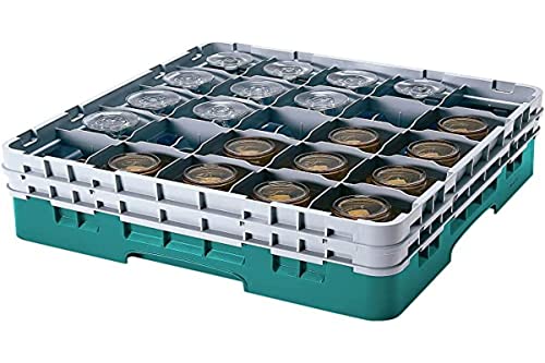 Cambro 30S434 Camrack Polypropylen Körbe für Stiel und Bechergläser mit 30 Fächern, 1/1 Grösse, Türkis, 7.94cm Durchmesser, 13.3cm Maximale Höhe, 4 Stück von Cambro