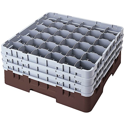 Cambro 36S534 Camracks Polypropylen Rack für 7.3cm Durchmesser Stiel und Bechergläser, Braun, 1/1 Grösse, 36 Fächer, 15.5cm Höhe, 4 Stück von Cambro