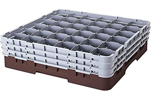 Cambro 36S638 Camracks Polypropylen Rack für 7.3cm Durchmesser Stiel und Bechergläser, Braun, 1/1 Grösse, 36 Fächer, 17.4cm Höhe, 3 Stück von Cambro