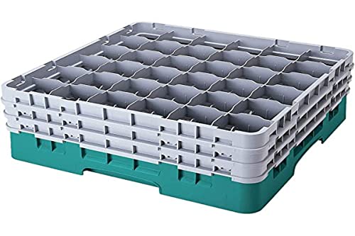 Cambro 36S638 Camracks Polypropylen Rack für 7.3cm Durchmesser Stiel und Bechergläser, Türkis, 1/1 Grösse, 36 Fächer, 17.4cm Höhe, 3 Stück von Cambro