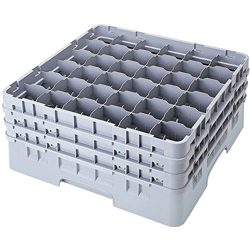 Cambro 36S738 Camracks Polypropylen Rack für 7.3cm Durchmesser Stiel und Bechergläser, Flaschengrün, 1/1 Grösse, 36 Fächer, 19.6cm Höhe, 3 Stück von Cambro