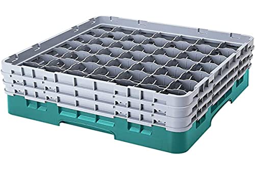 Cambro 49S1114 Camracks Polypropylen Rack für 6.2cm Durchmesser Stiel und Bechergläser, Türkis, 1/1 Grösse, 49 Fächer, 29.8cm Höhe, 2 Stück von Cambro