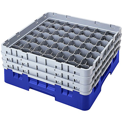 Cambro 49S318 Camracks Polypropylen Rack für 6.2cm Durchmesser Stiel und Bechergläser, Blau, 1/1 Grösse, 49 Fächer, 9.2cm Höhe, 5 Stück von Cambro