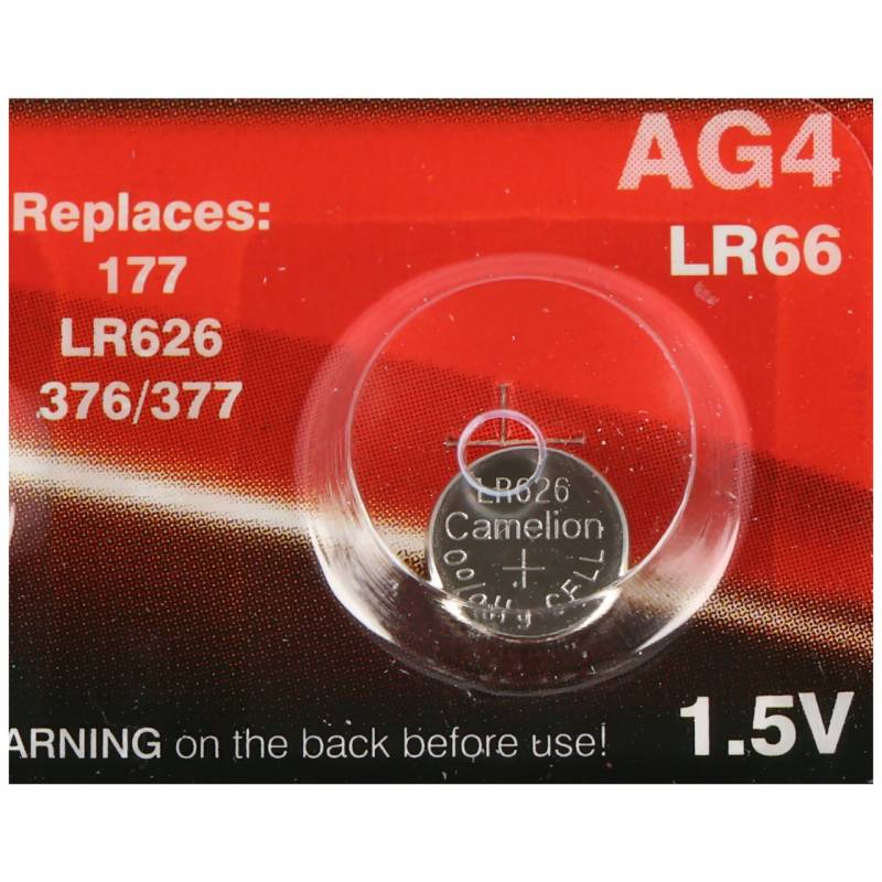 1er Stück Marken Knopfzelle AG 4 Batterie entspricht V376, V377 Knopfzelle und LR626 Batterien 1,5V typisch 18mAh von Camelion