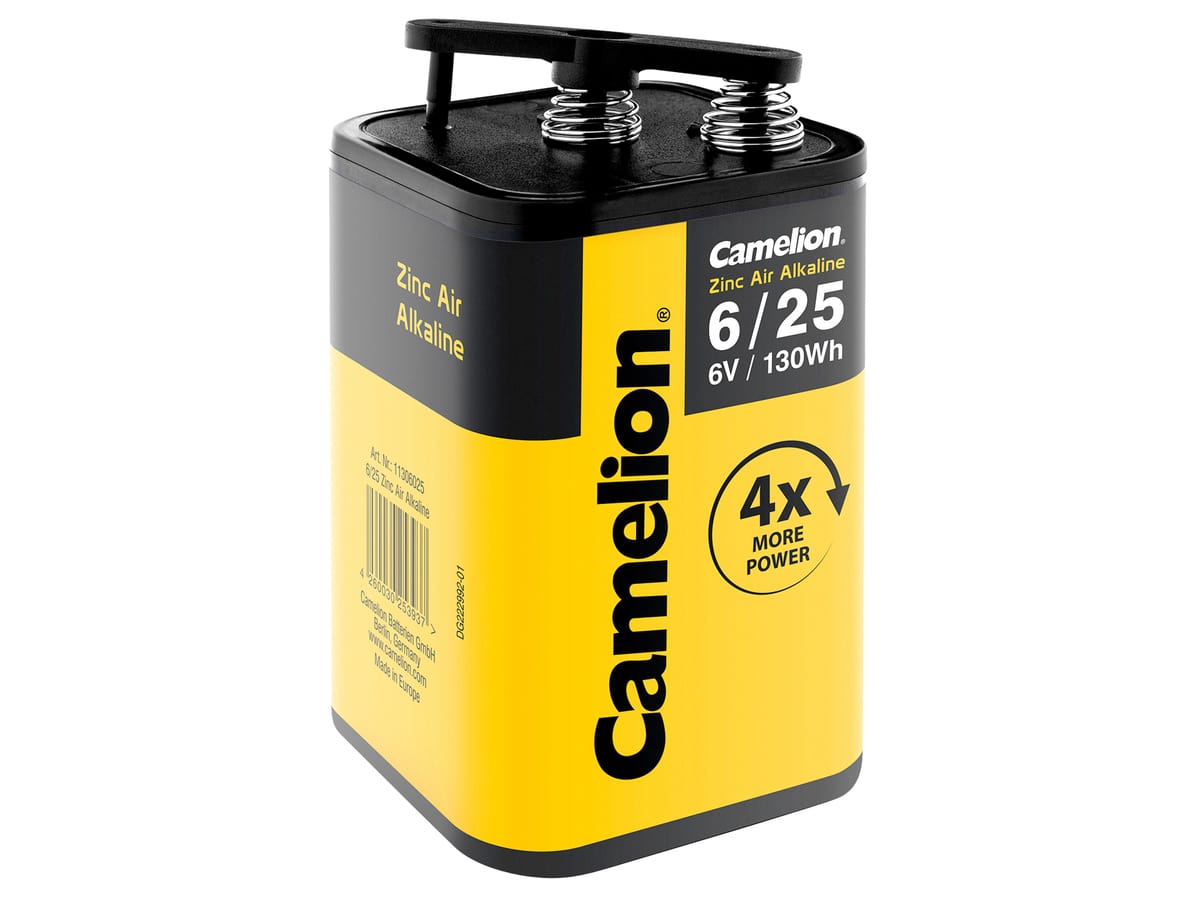 CAMELION Blockbatterie 4LR25, Zink-Luft-Alkaline 6 V-, 25 Ah von Camelion
