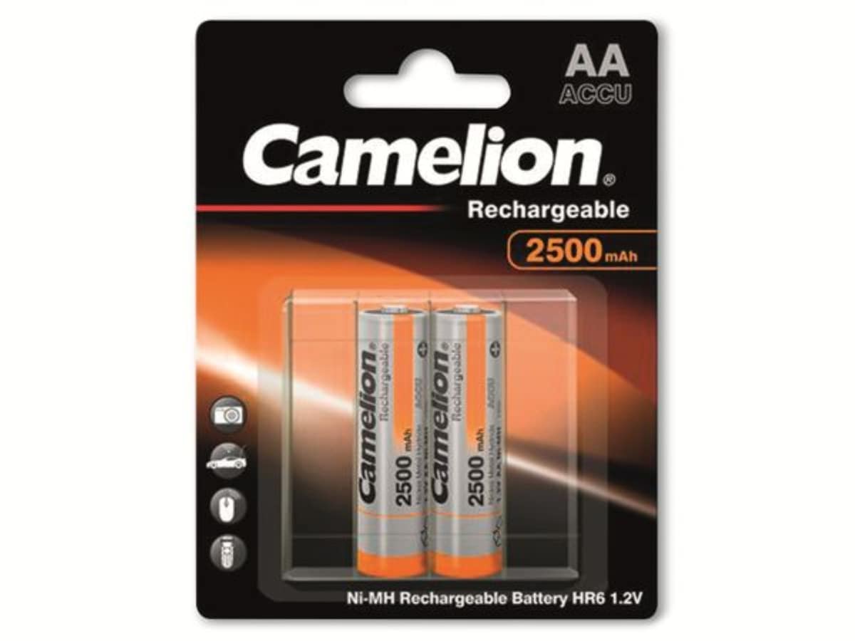 CAMELION NiMH-Mignon-Akku 2500 mAh, 2 Stück, mit Batterienbox von Camelion