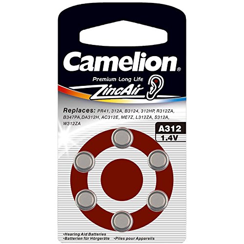 Camelion 15006312 Zink Luft Knopfzellen A312/ZL 312/1,4 Volt, 6er-Pack von Camelion