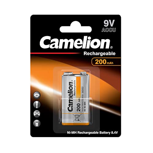 Camelion 17020122 - Akku NI-MH Batterie 9 Volt Block HR6F22, Kapazität 200 mAh, wiederaufladbar von Camelion