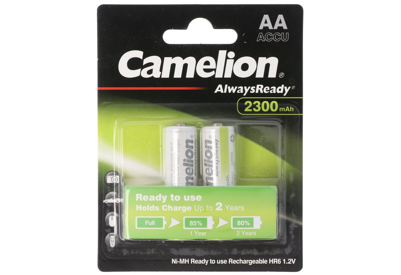 Camelion AA, Mignon LR6, HR6, NiMH Akku mit bis zu 2300mAh in 2er Blisterverpa Akku 2300 mAh (1,2 V) von Camelion