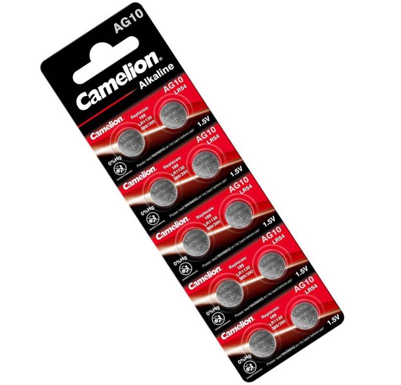 Camelion AG10 Knopfzelle 1,5Volt 65-70mAh AlMn (10 Stück) Batterie, (1,5 Volt V) von Camelion