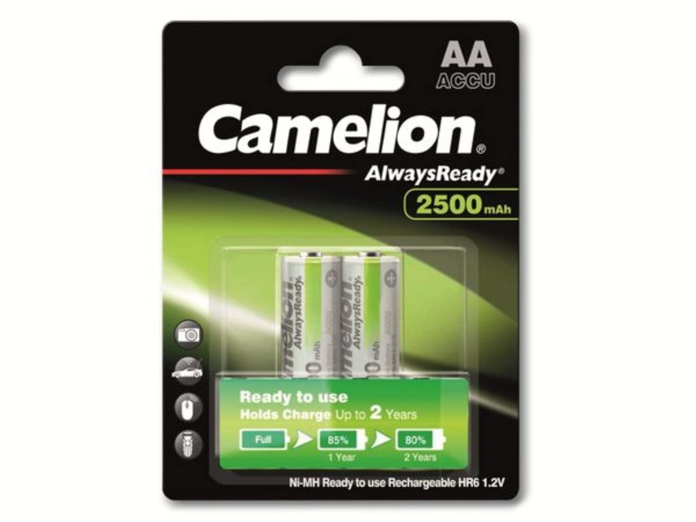 Camelion CAMELION NiMH-Mignon-Akku AlwaysReady, 2500 mAh, 2 Akku von Camelion