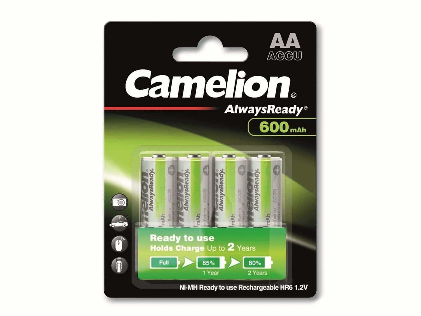 Camelion CAMELION NiMH-Mignon-Akku AlwaysReady, 600 mAh, 4 Akku von Camelion