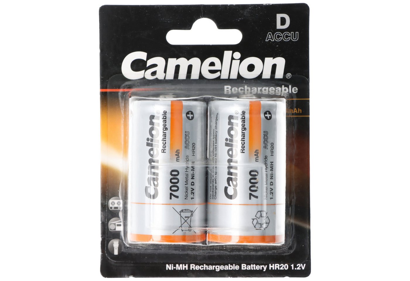 Camelion Camelion Mono D Akku, NiMH, 1,2V 7000mAh, 2er Blister Akku 7000 mAh (1,2 V) von Camelion