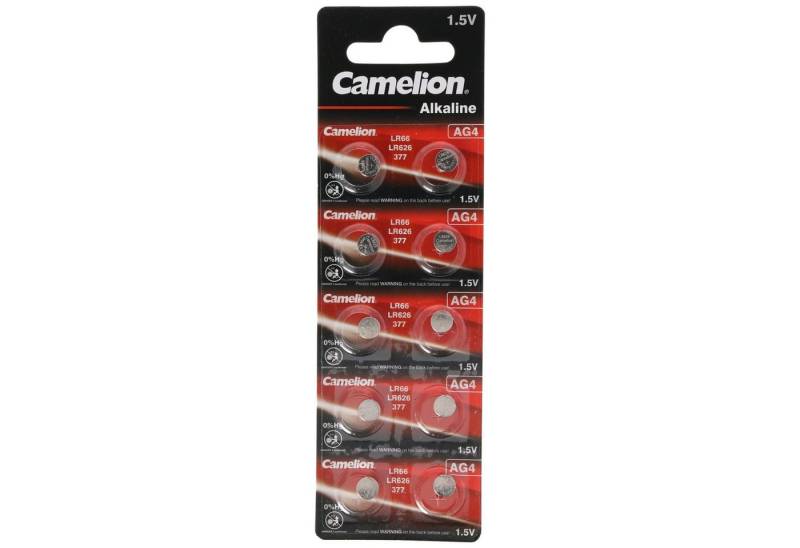 Camelion Marken Knopfzelle AG 4 Batterie 10er Set entspricht V376, V377 Knopfz Knopfzelle, (1,5 V) von Camelion