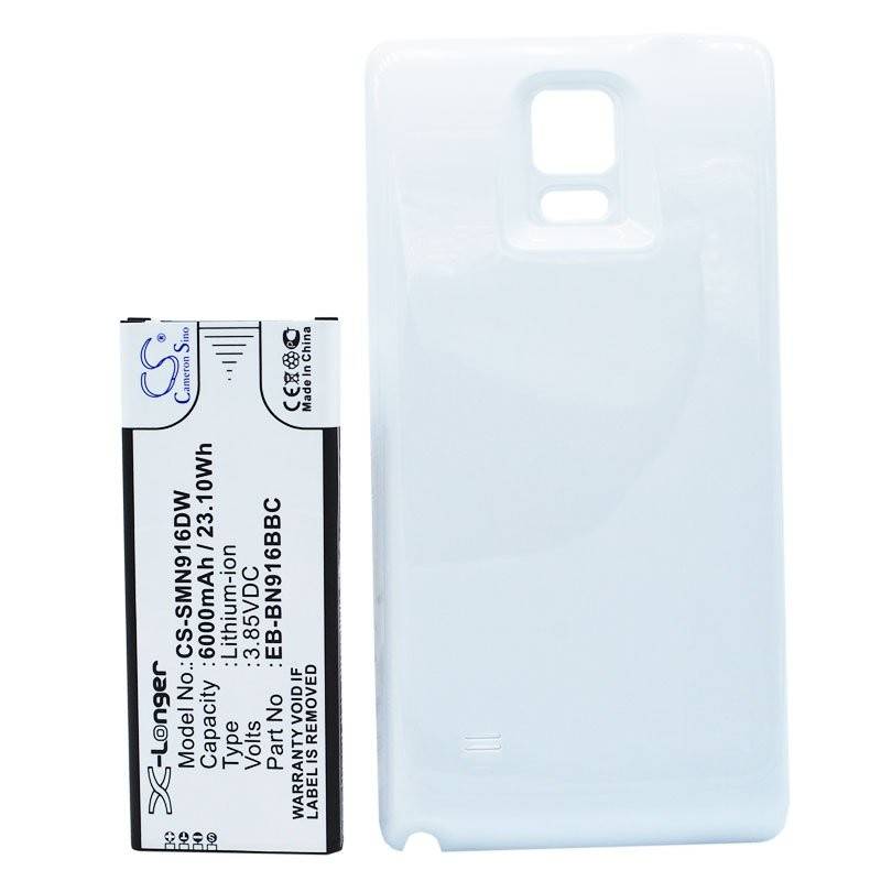 Akku mit Zusatzdeckel schwarz passend für Galaxy Note 4 Akku EB-BN916BBC 6000mAh, 97.90 x 39.56 x 11.30mm von Cameron Sino