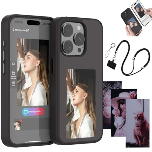 Camic Smart Ink-Telefonhülle, E-Ink-Telefonhülle, Schnapprahmen-Telefonhülle, für iPhone 15 Pro Max Smart Case Langlebige Bildanzeige (Black, for iPhone13) von Camic