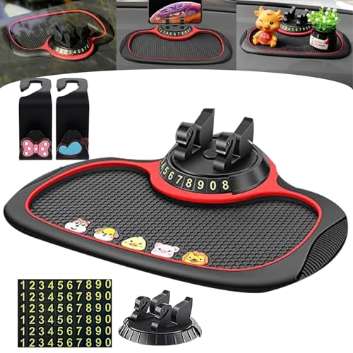 Multifunctional Vehicle Mounted Anti Slip Mobile Phone Holder, Non Slip Dashboard Mat, Universal Phone Holder with Number Parking Plate, for Phones/Keys/Accessories (Cute) von Camic
