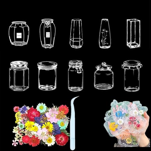 Transparent bookmarks for Dried Flowers-DIY Gifts Bookmarks, Clear Bookmarks for Pressed Flowers, Handmade Dried Beautiful Flower Page Clear Jars Stickers with Hole (C) von Camic