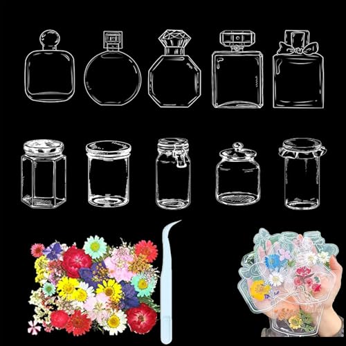 Transparent bookmarks for Dried Flowers-DIY Gifts Bookmarks, Clear Bookmarks for Pressed Flowers, Handmade Dried Beautiful Flower Page Clear Jars Stickers with Hole (F) von Camic