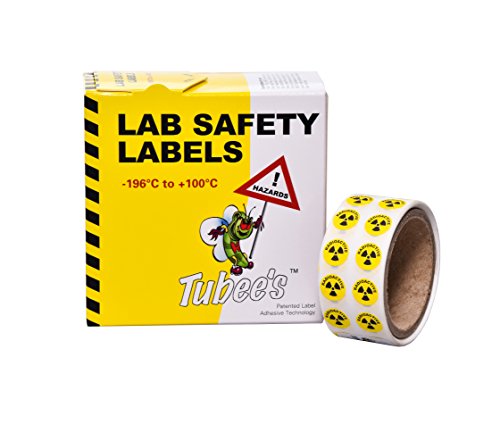 Camlab Plastics RTP/120 Tubee's Gefahrenetiketten, radioaktiv, Rolle, gelb (Packung mit 500 Stück) von Camlab Plastics