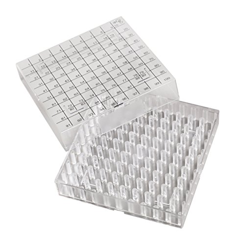 Camlab Plastics RTP/73211C Aufbewahrungsbox, 100 Plätze, Polycarbonat, transparent, 5 Stück von Camlab Plastics