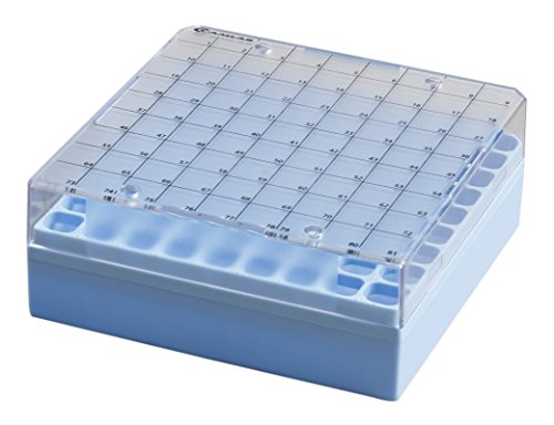 camlab Kunststoffe RTP/73300-b Aufbewahrungsbox mit festen Rack, 81 Place, Polycarbonat, blau (5 Stück) von Camlab Plastics
