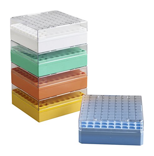 camlab Kunststoffe RTP/73300-mx Aufbewahrungsbox mit festen Rack, 81 Place, Polycarbonat, gemischt Packung (5 Stück) von Camlab Plastics