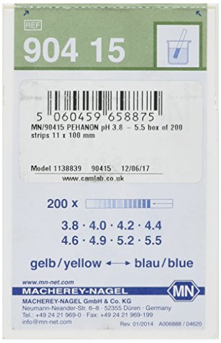 camlab 1138839 pehanon PH 3,8–5,5 Streifen, 11 mm Länge x 100 mm Breite (200 Stück) von Camlab