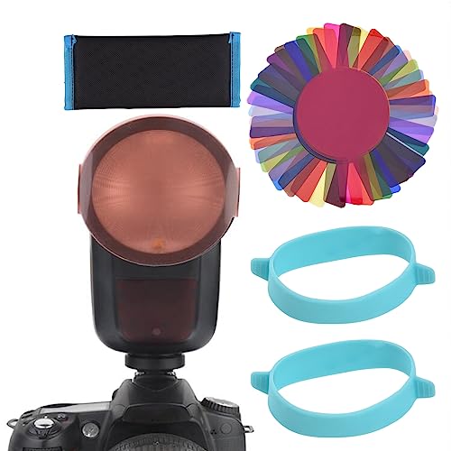Camnoon 24 Stück Hitzebeständige Farbfolien farbfilter Folie für Godox V1-Serie Blitzgerät H200R Blitzkopf mit 2 Befestigungsbändern und Aufbewahrungstasche Camnoon 24 Stück Hitzebeständige Farbfolien farbfilter Folie für Godox V1-Serie Blitzgerät H200R Blitzkopf mit 2 Befestigungsbändern und Aufbewahrungstasche von Camnoon
