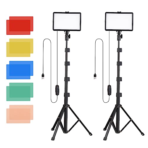 Camnoon 2er-Pack LED-Videoleuchten-Set Beleuchtungsset für Fotografie zweifarbige Temperatur-Fülllichter, 10-stufige Helligkeit mit Lichtständern, Farbfiltern für Live-Streaming, Produktfotografie von Camnoon