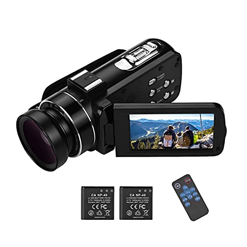 Camnoon 4K HD Handheld DV Professionelle Digitale Videokamera CMOS-Sensor-Camcorder mit 0,45-fachem Weitwinkelobjektiv mit Makro-Blitzschuh-Halterung Shooting Anti-Shaking-Funktion von Camnoon
