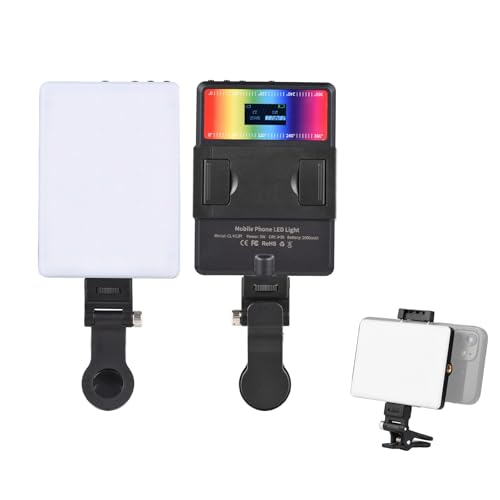 Camnoon 5W RGB-LED-Licht, zweifarbiges Vlog-Licht 2500 K–9000 K dimmbar mit LCD-Bildschirm, 78 LED-Perlen, 24 FX-Lichteffekte, 1/4 Zoll Gewindelöcher, 2000 mAh-Akku für Selfies,Vlog von Camnoon