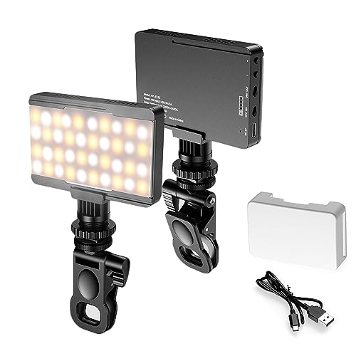 Camnoon LED-Videoleuchte 2700 K–6500 K mit 3 Lichtmodi und Helligkeit 10 Stufen dimmbar, 360° drehbar Kamera Licht mit Telefonclip, Kaltschuhhalterung für Kamera/Telefon/YouTube/Selfie von Camnoon