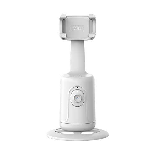 Camnoon Smart 360° Auto Face Tracking Selfie-Gimbal, Selfie Stick Gimbal-Stabilisator, Keine APP erforderlich mit verstellbarem Objektiv, Stabile Basis, Handyhalter für Smartphone Vlog (Weiß) von Camnoon