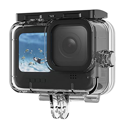 Camnoon Sportkamera Wasserdichtes Gehäuse Schutzhülle Unterwasser 45M mit austauschbaren Hintertür 9 Stück Antibeschlagfolie Ersatz für GoPro Hero 12/11/10/9 Action Kamera Zubehör von Camnoon