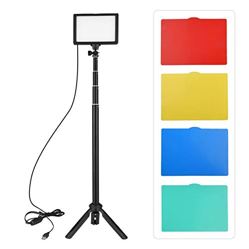 Camnoon USB LED-Videolicht-Kit Fotobeleuchtung 3200K-5500K 120-teilige Perlen 14-stufig dimmbar mit 148 cm Höhenverstellbarer Stativständer 5 Filter Dreifache Kaltschuhhalterung für Video-Live von Camnoon