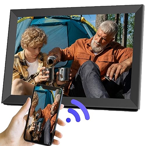 Digitaler Bilderrahmen WLAN 10.1 Zoll, Camnoon Elektronischer Bilderrahmen 1080P Touchscreen, IPS Bildschirm Auto-Rotat Design mit 16GB Interner Speicher, APP, Foto/Musik/Video Player/Kalender/Alarm von Camnoon