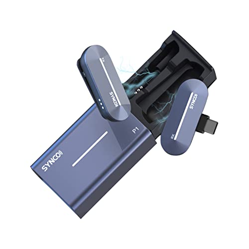 SYNCO P1T Lavalier Mikrofon 150 m Übertragungsreichweite mit Anstecksender + Mini-Typ-C-Empfänger + kabelloser Ladekoffer Eingebauter Akku Kompatibel mit Typ-C-Schnittstelle Smartphone Tablet Laptop SYNCO P1T Lavalier Mikrofon 150 m Übertragungsreichweite mit Anstecksender + Mini-Typ-C-Empfänger + kabelloser Ladekoffer Eingebauter Akku Kompatibel mit Typ-C-Schnittstelle Smartphone Tablet Laptop von Camnoon