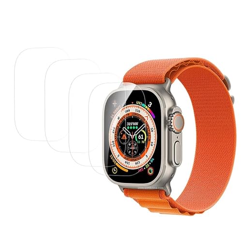 Camokia 4 Stück für Apple Watch Ultra Schutzfolie, für Apple Watch Ultra Folie,Blasenfrei für Apple Watch Ultra/Ultra 2 49mm Displayfolie, für Apple Watch Ultra/Ultra 2 49mm Panzerglas von Camokia